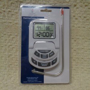 Grand Gourmet meat thermometer and timer with stainless steel probe.